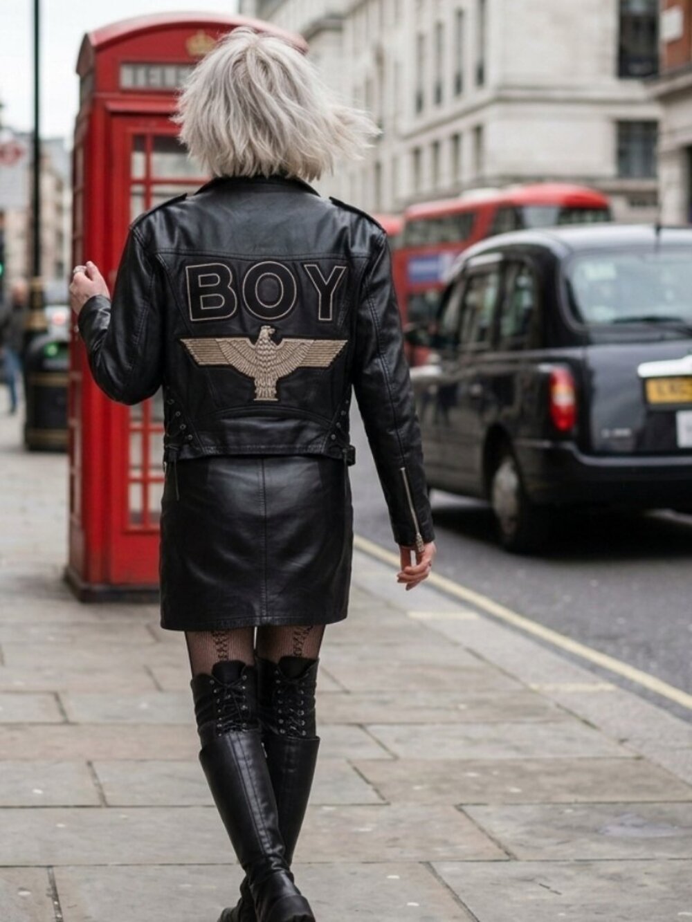 Authentic BOY London Vintage 1993 Crop Black Leather Moto Jacket sz S-So COOL!